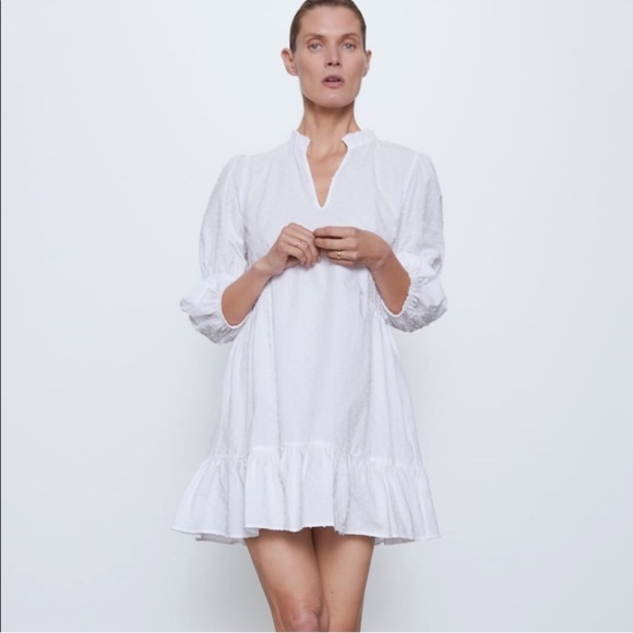 Zara White Cotton Dress - Picture 4 of 12